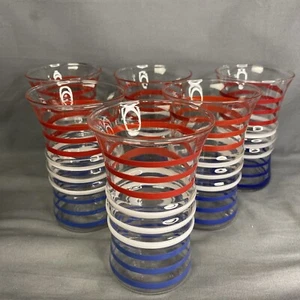 6er Set Betsy Ross Anchor Hocking Trinkgläser rot weiß blau gestreift - Bild 1 von 4