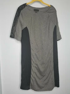 Women XL ATTENTION Gray Pleather Quilted Sheath Dress 3/4 Sleeves - Picture 1 of 4