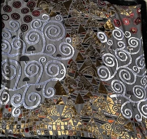 VTG Velvet Scarf Square Wrap Jacquard Gray Changes Color Due to Lighting 43"x41" - Picture 1 of 11
