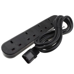 IEC C14 Zu 4 Way UK Haupt Steckdosen Kabel Ups Leistungsverteiler 2m Schwarz - Bild 1 von 24