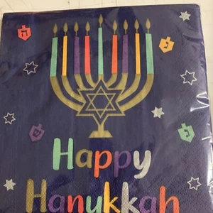 Hanukkah Joy Festival Lights Jewish Holiday Party Paper Luncheon Napkins - Picture 1 of 1