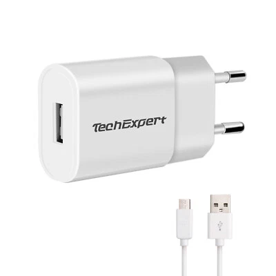 Caricatore Da Muro A USB Bianco + Cavo USB 1M Per Lettore Elettronico Kindle - Immagine 1 di 2