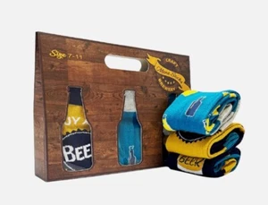 Beer Socks Gift Set - 3 Pairs Of  Socks uk 7-11 Gift Box Urban Eccentric New - Picture 1 of 6