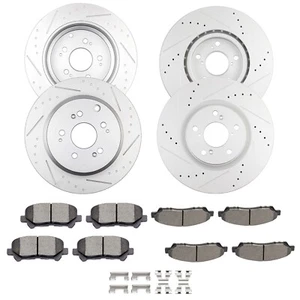 Brake Pads And Rotors Discs Front Rear For Acura MDX Base 3.7L 2007-2013 Drilled - Bild 1 von 12