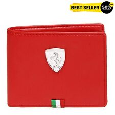 Authentic Puma Ferrari Red Bifold Genuine PU Leather Men Wallet 100% Brand New