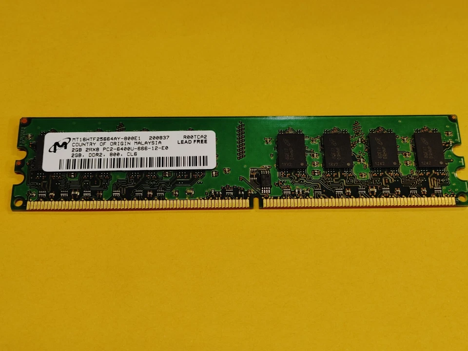 MICRON 2GB DDR2 PC2-6400 PC2-6400U-666-12-E0 MEMORY RAM (1654) - Image 1 of 1