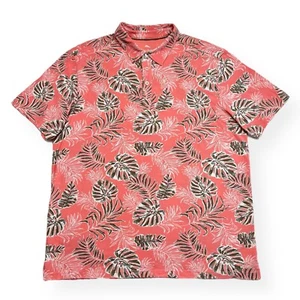 Tommy Bahama Polo Shirt Men Large Stretch Tropical Print Pink Green Short Sleeve - Picture 1 of 8