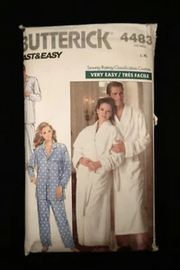 Butterick 4483 Vintage Unisex Robe & Pajamas Fast & Easy 1989 Pattern L-XL Cut - Picture 1 of 2