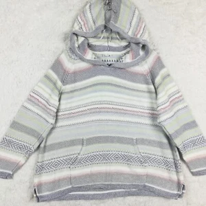Tribal Womens Sweater Hooded Aztec Kangaroo Pocket Knit Pastel Stripe XL - Picture 1 of 13