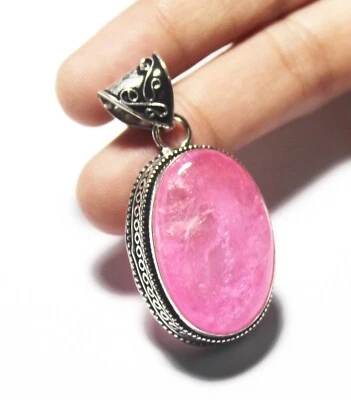 Pink Rainbow Oval  Shape Gemstone Handmade Pendant Jewelry Size 2 inches - Image 1 of 4