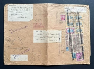 1953 Colombia Cover to Switzerland Scarce Transoceanico Large 39p Airmail - Picture 1 of 4