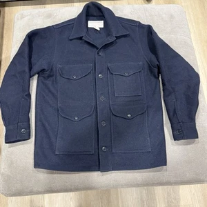VINTAGE FILSON NAVY BLUE MACKINAW CRUISER WOOL JACKET MODEL #110 SZ. 40 U.S.A. - Picture 1 of 6