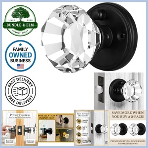 Clear Glass Door Knob with Lock Vintage Decorative Privacy Handle for Bedroom - Picture 1 of 11