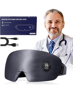 Heated Eye Mask Warm Compress: Silk Cordless Heating Pad for Dry Ey... Fast Ship - Picture 1 of 7