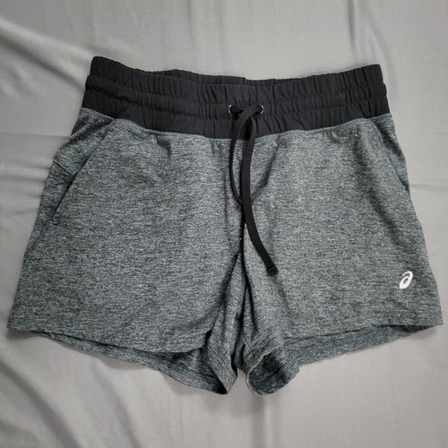 Asics pantaloncino donna medio M vita alta 3" cucitura interna logo tasche elasticizzato tessuto grigio