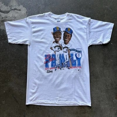 Vintage  1990 Ken Griffey Jr Sr Caricature Seattle Mariners  Shirt AN63575 - Image 1 of 2