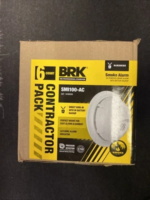 BRK 1046838 Alarma de Humo Cableada, Batería de Respaldo, Contratista 6-Pk. - Cantidad 1 Foto 1 de 2