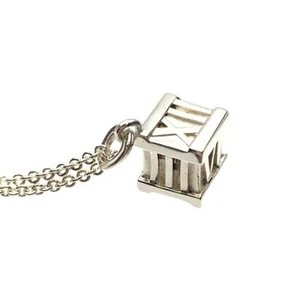 TIFFANY & Co. Atlas Cube Pendant Necklace Sterling Silver 925 Accessory - Picture 1 of 24