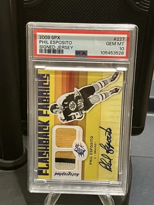 2009 SPX Phil Esposito Signed Jersey #227 Game Used Patch PSA 10 Boston Bruins - Image 1 of 4