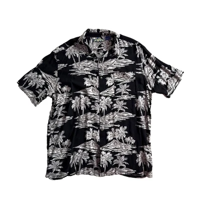 Campia Moda Men's Black Hawaiian Shirt Size X-Large XL Free Shipping - Image 1 of 4