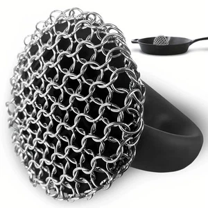 Cast Iron Scrubber 316L Chainmail Cleaner for Pans, Frying Pans & Grills, Erg... - Picture 1 of 6