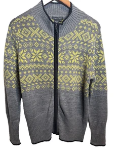 Nomadic Traders Pullover mit durchgehendem Reißverschluss grau mit gelb Fair Isle Damengröße Large - Bild 1 von 11