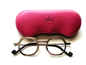 Theo Belgium Flag Round Panto Brushed Chrome Titanium Eyeglass Frame Only 602 - Picture 1 of 10