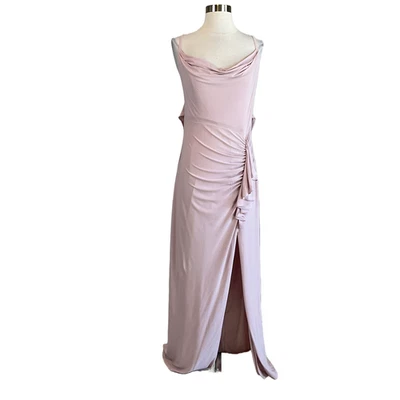 AQUA Women's Formal Dress Size 6 Pink Backless Ruffled Long Column Evening Gown - image 1 of 4