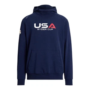 POLO RALPH LAUREN RLX 2025 RYDER CUP LOOPBACK FLEECE HOODIE REFINED NAVY - Picture 1 of 4