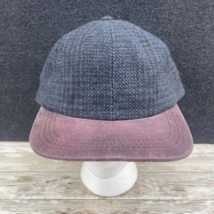 NOS Vintage Patterned Wool Hat Cap Strap Back USA Suede Paramount Headwear Blue - Picture 1 of 7