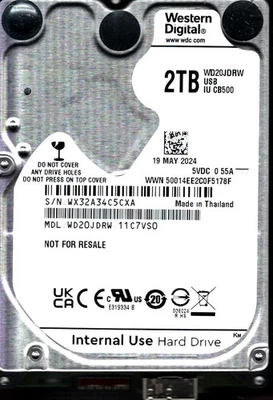 WD20JDRW-11C7VS0 S/N: WX32A WESTERN DIGITAL 2TB THAILAND MAY 2024 - Image 1 of 2