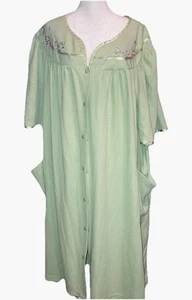 Womens Serenada Summer Housecoat, Snaps, Embroidered, Mint Green, Sz. 5X - Picture 1 of 7