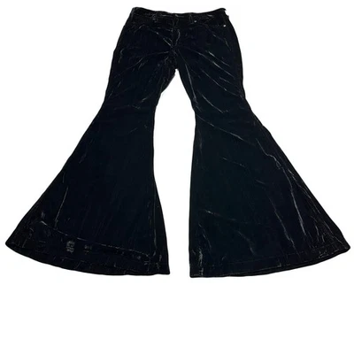 Wrangler Retro Pant Women 30x34 Black High Rise Crushed Velvet Trumpet Flare NWT - Image 1 of 4