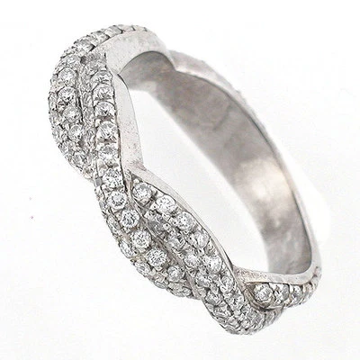 Anillo de boda aniversario de diamantes 14k - Anillo de diamantes de caña trenzada 0,94 quilates $7.479 Foto 1 de 2