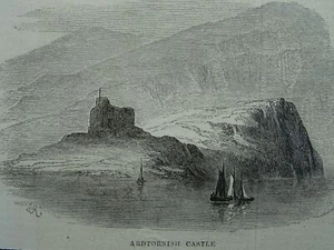 Scozia Morvern Lochaline CASTELLO ARDTORNISH stampa vittoriana originale c1871 - Foto 1 di 2