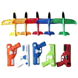 Airplane Launcher Toy Foam Throwing Glider Plane with Catapult Gun Game for Kids - Picture 1 of 14