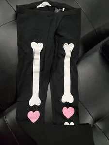 H&M Adorable Soft Black/White Skeleton Leggings Pants Size 8/9 - Picture 1 of 5