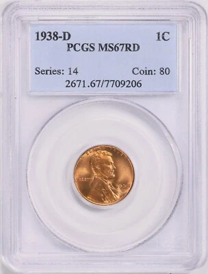 1938 D Lincoln Cent PCGS MS67 RED - Image 1 of 4
