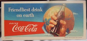 Vtg 1956 Coca Cola Coke Soda Fountain Lithograph Advertising Ink Blotter - Picture 1 of 3