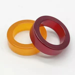 2Pc Yellow Red Hard Resin Band Ring Size 6 & 5.75 Simple Edgy - Picture 1 of 10