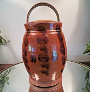 Greg Shooner 1996 American Redware Pottery Lidded Jar Inscribed & Dated - Picture 1 of 12