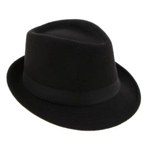Cappello da uomo nero Trilby gangster jazz band matrimonio cotone 5 taglie inviato in scatola - Foto 1 di 8