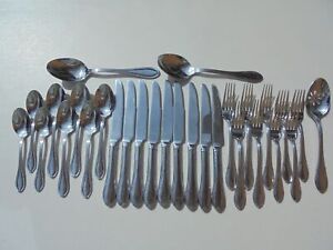 29 Pcs Isaac Mizrahi Live Bead Stainless Flatware Knives Forks Spoons