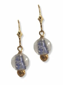 Pendientes colgantes de cristal de murano hechos a mano azules que brillan en la oscuridad - Imagen 1 de 2