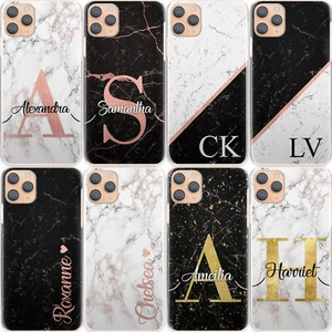 Personalised Initial Phone Case;Black Marble Hard Cover For Google/Asus/Oppo - Picture 1 of 19
