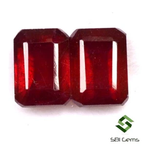 4.01 Cts Natural Ruby Octagon Cut Pair 7x5 mm Calibrated Loose Gemstones GF - Picture 1 of 4