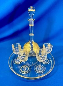 RICHLY ELEGANT CRYSTAL AND HEAVY GOLD 6PC LIQUOR SERVING SET - Picture 1 of 6