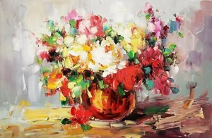 Impresión Floral #1, 24x36 - Pintura al óleo sobre lienzo 100% pintada a mano - Imagen 1 de 6