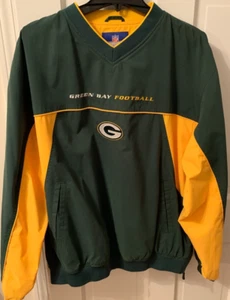 Reebok On Field NFL Football Green Bay Packers Heavy Nylon Pullover Adult Large - Picture 1 of 6