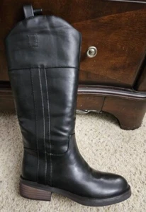NEW CROWN VINTAGE FYAN KNEE HIGH RIDING BOOTS SHOES GENUINE LEATHER BLACK 8.5 M - Picture 1 of 7